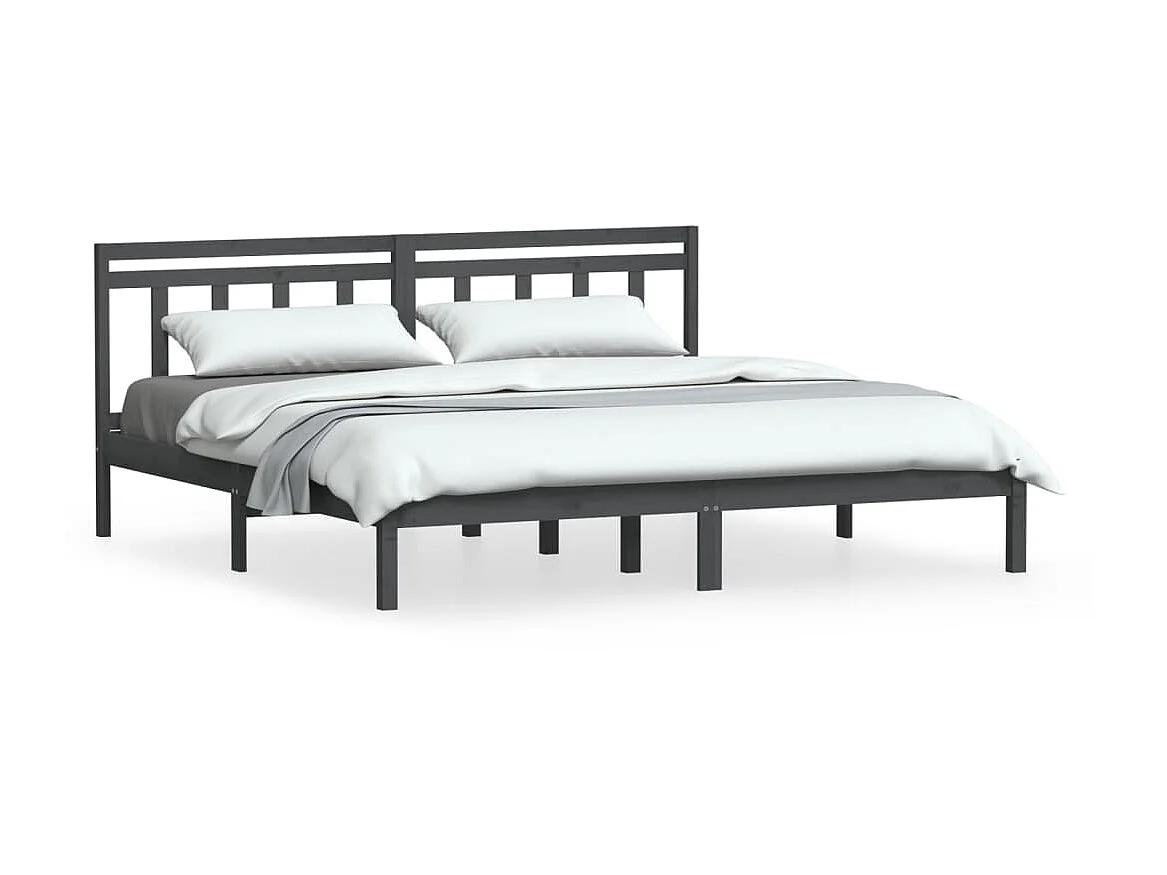 Lit-200x200 cm Gris Bois de pin massif EGGB27400