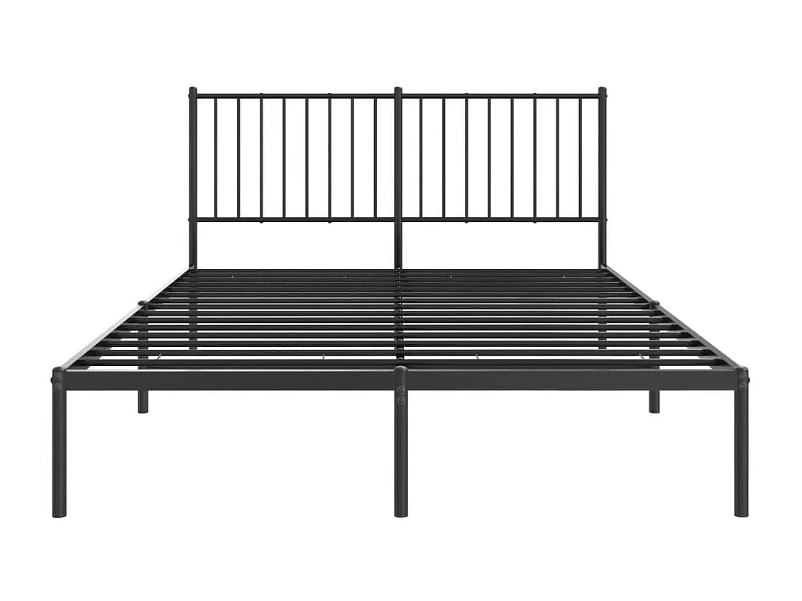 Lit-135x190 cm métal avec tête de lit noir EGGB31344