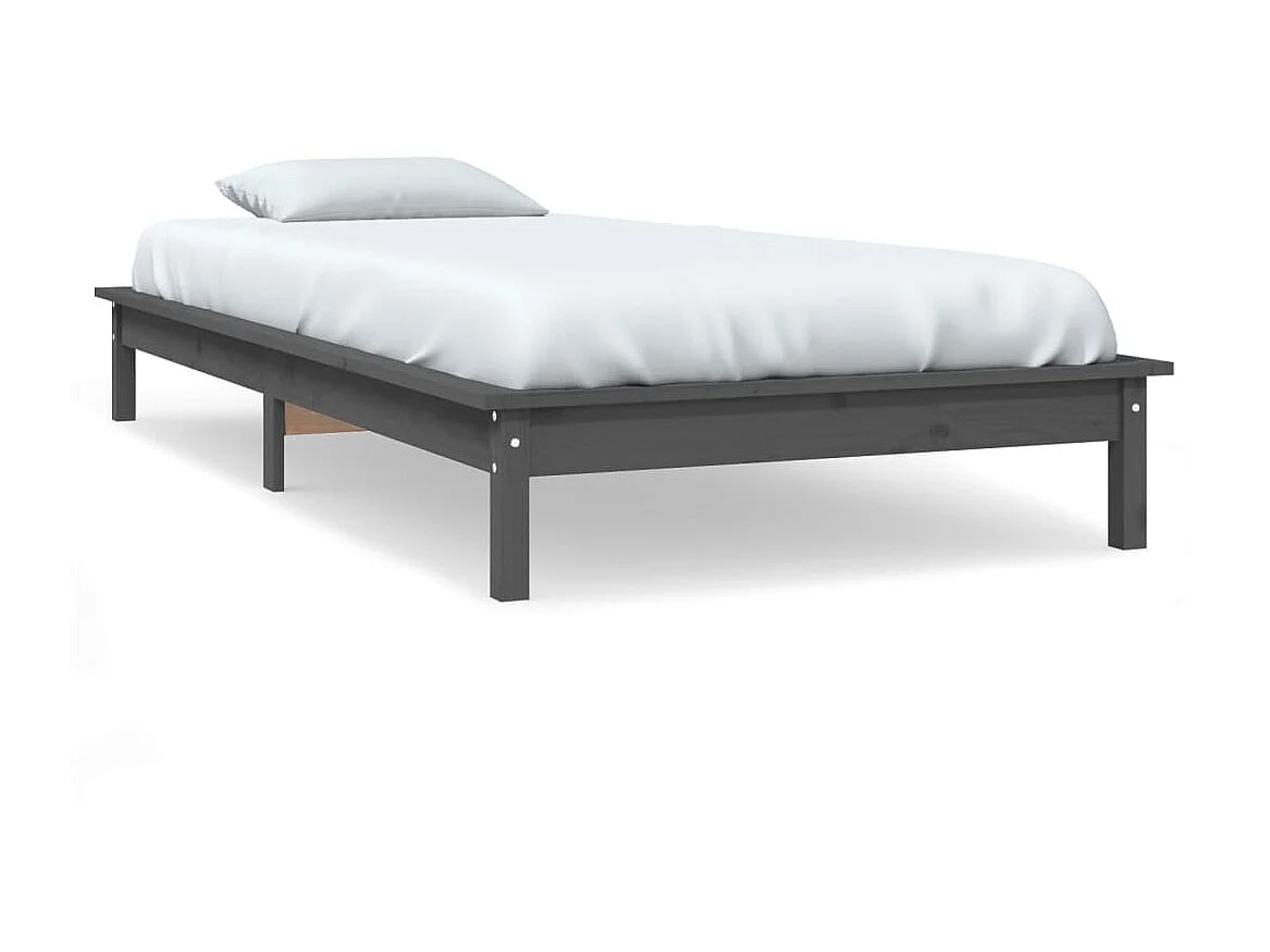 Lit-90x200 cm Gris Bois de pin massif EGGB97074