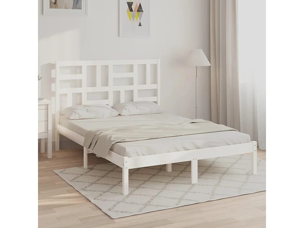 Cama 120x200 cm madera maciza de pino blanca ES49678
