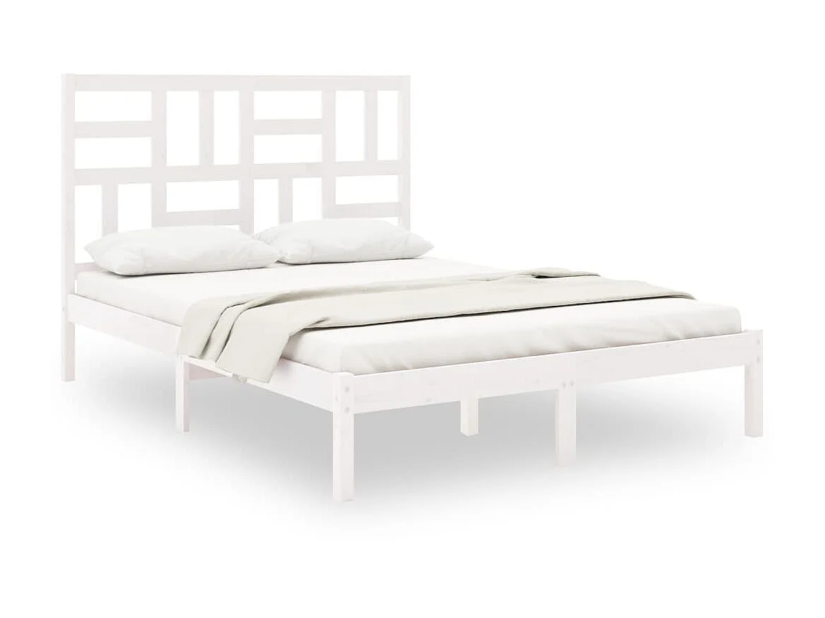 Cama 120x200 cm madera maciza de pino blanca ES49678