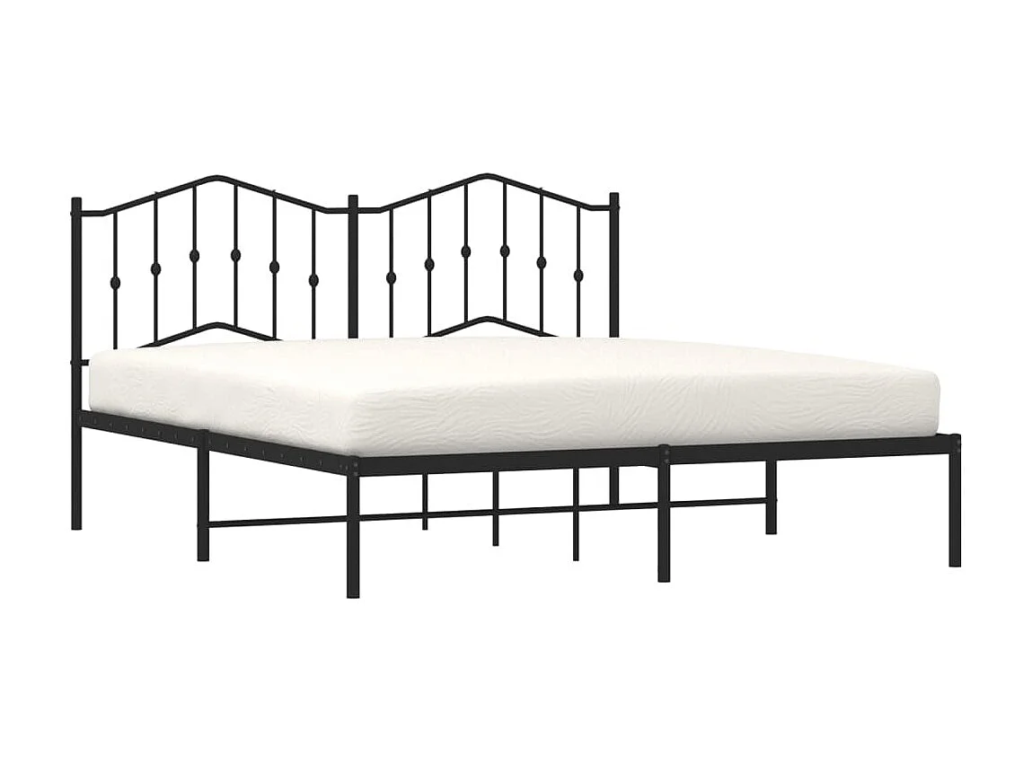 Bedframe met hoofdbord metaal zwart 183x213 cm NL28032
