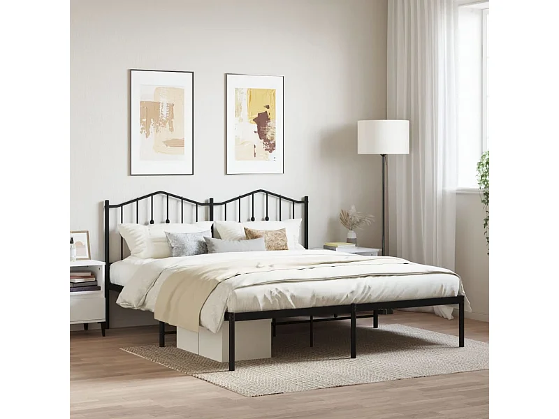 Lit-183x213 cm métal avec tête de lit noir EGGB54216
