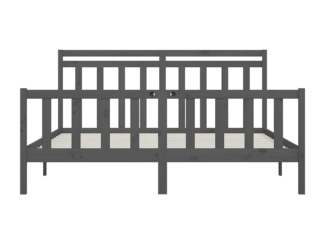 Lit-200x200 cm Gris Bois de pin massif EGGB75011