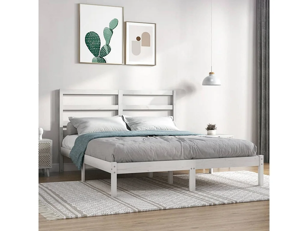 Bedframe massief hout wit 120x190 cm NL92666