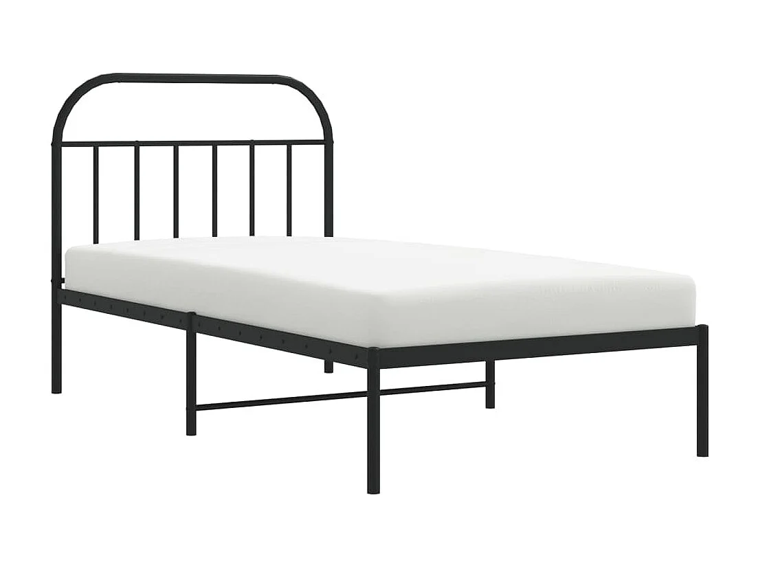 Lit-100x200 cm métal avec tête de lit noir EGGB24260