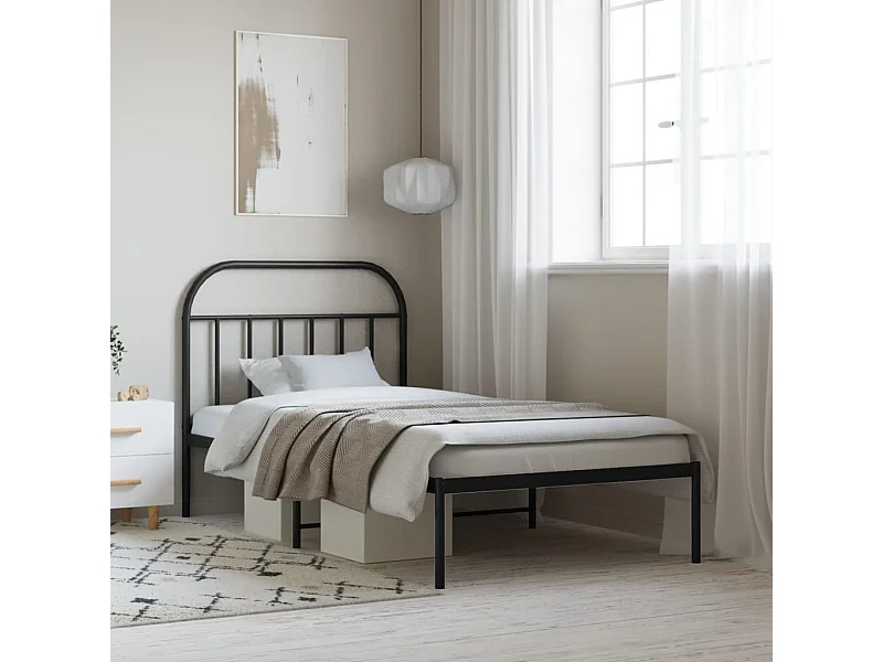 Cama 100x200 cm con cabecero metal negro ES44594