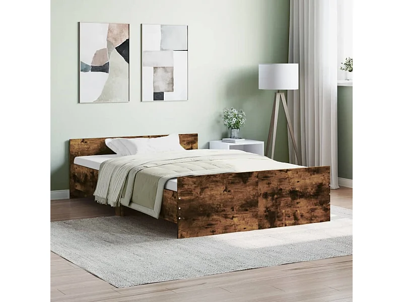 Cama 120x200 cm con cabecero piecero roble ahumado ES54017