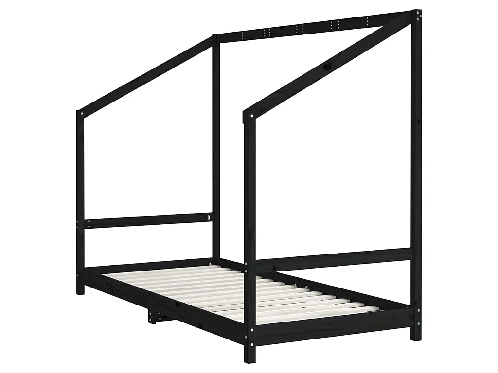 Cama 90x190 cm para niños madera de pino negro ES19687