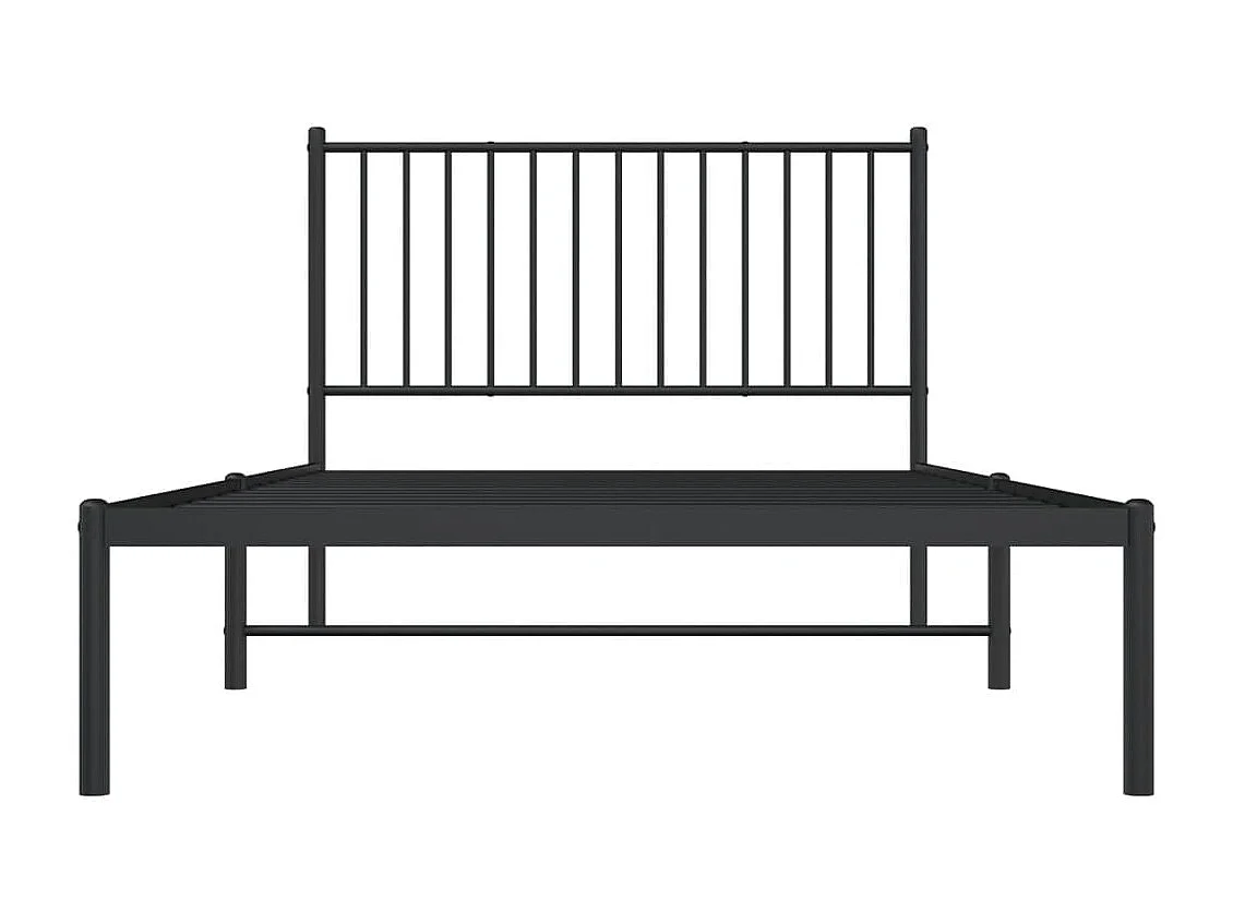 Lit-107x203 cm métal avec tête de lit noir EGGB19149