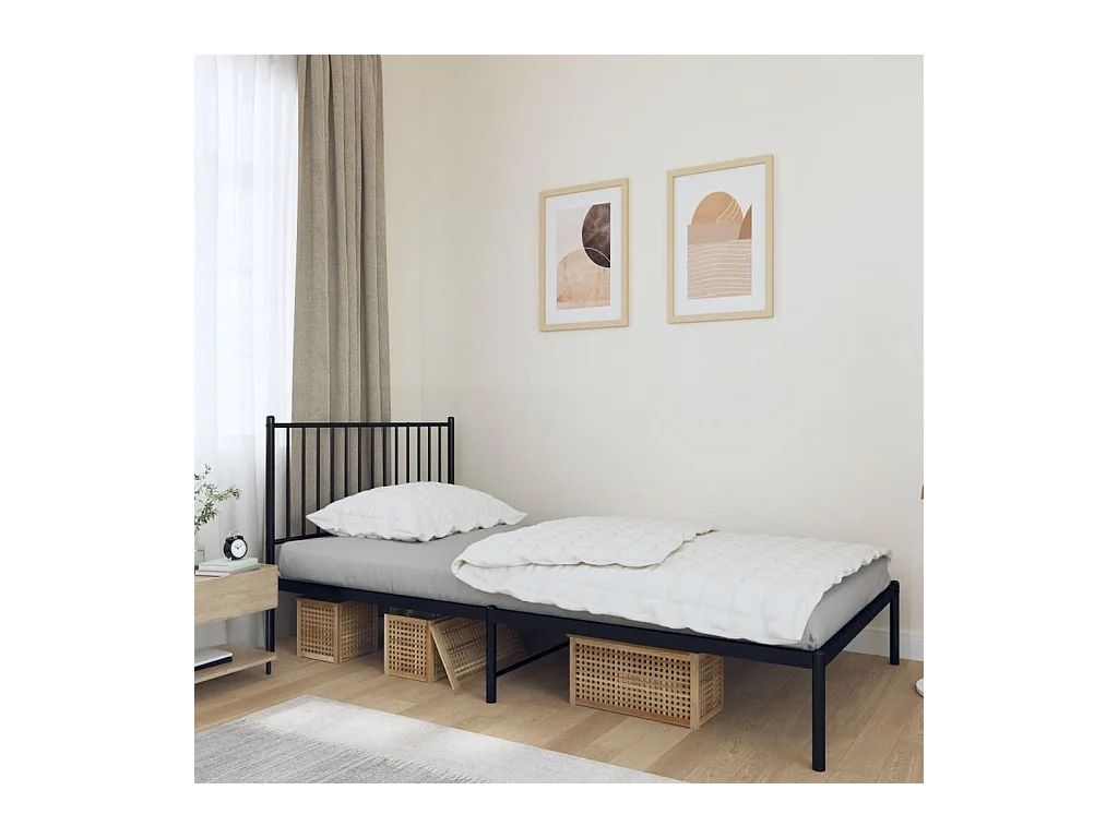 Cama 100x200 cm con cabecero metal negro ES52841