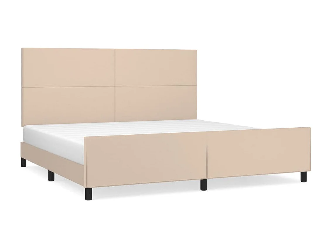 Cama + cabeceira 200x200 cm couro artificial cappuccino PT526626
