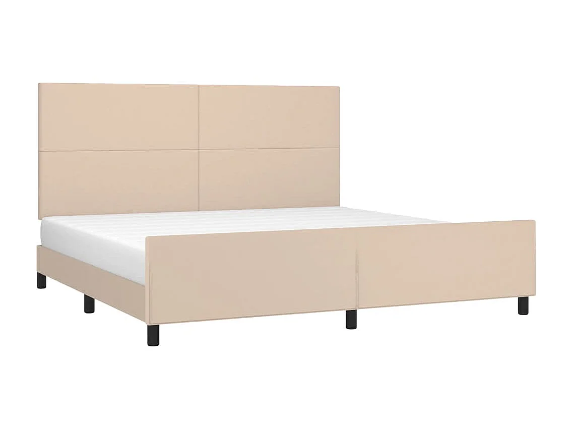 Cama + cabeceira 200x200 cm couro artificial cappuccino PT526626