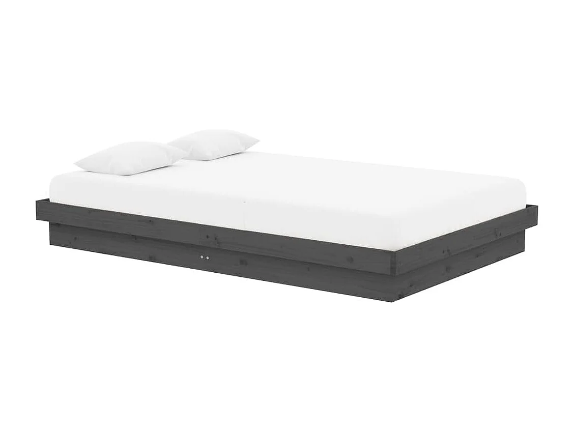 Bedframe massief hout grijs 120x190 cm NL52498