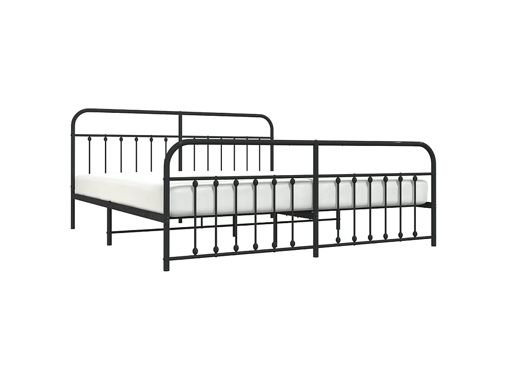 Lit-193x203 cm métal avec tête de lit/pied de lit noir EGGB26988