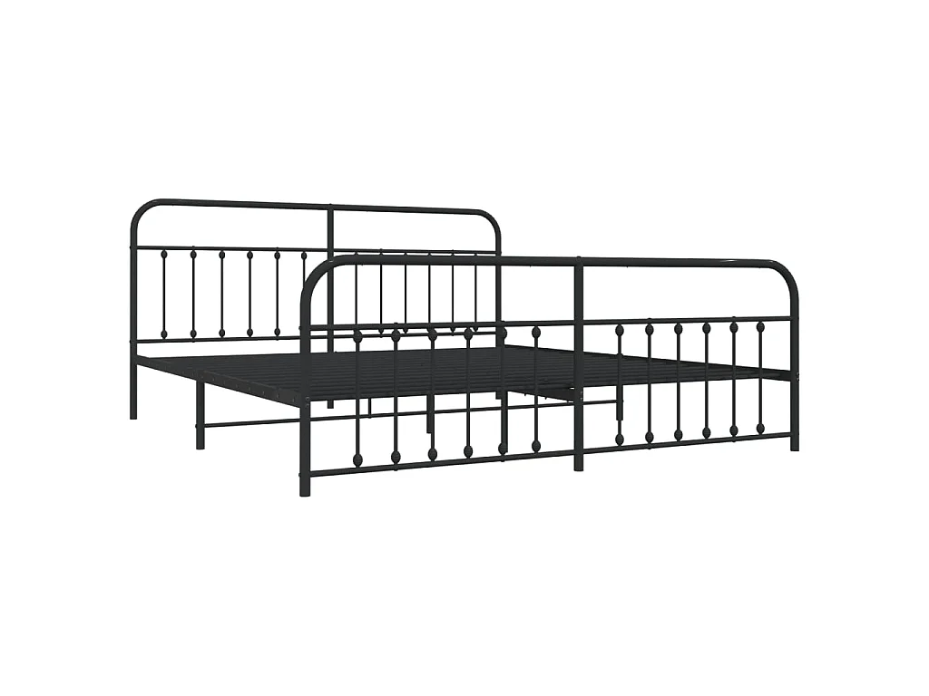Lit-193x203 cm métal avec tête de lit/pied de lit noir EGGB26988