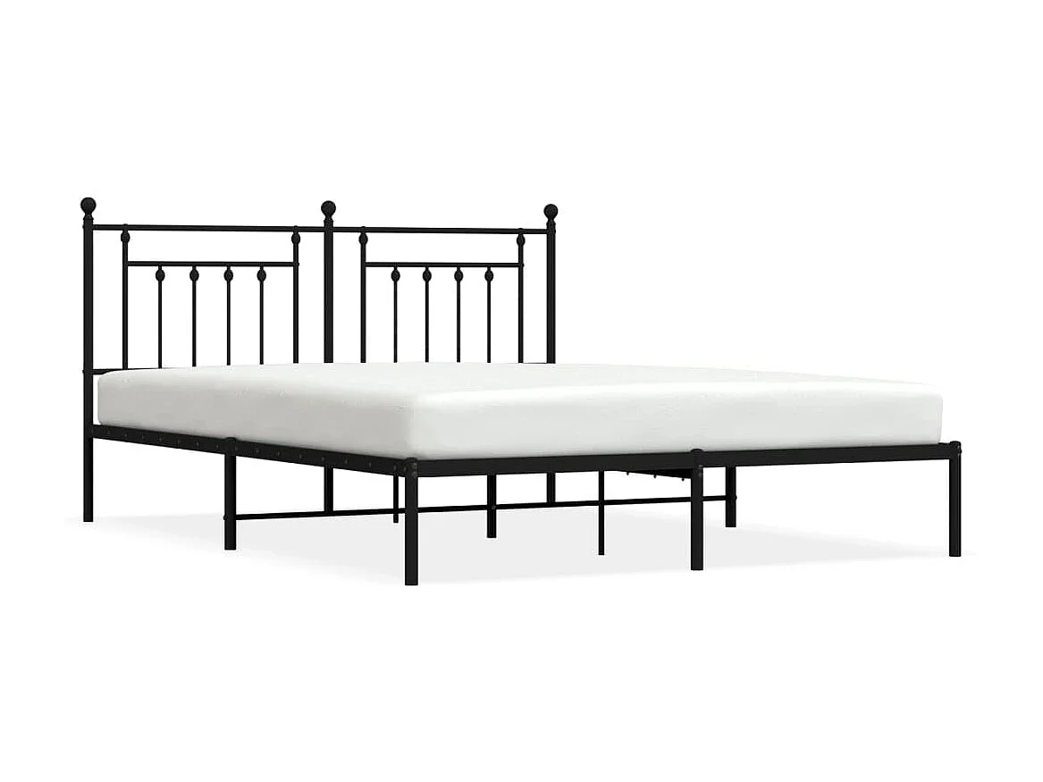 Cama em metal com cabeceira 180x200 cm preto PT775949