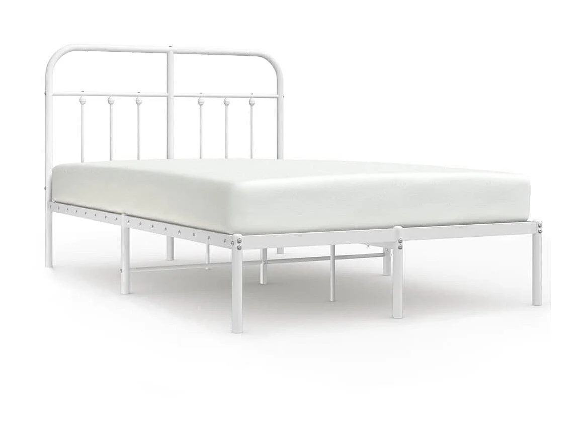 Lit-120x190 cm métal avec tête de lit blanc EGGB68241