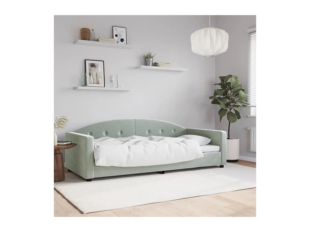 Lit-90x200 cm de repos gris clair velours EGGB80034