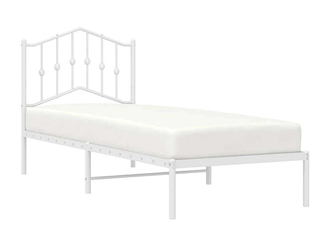 Lit-90x190 cm métal avec tête de lit blanc EGGB24997