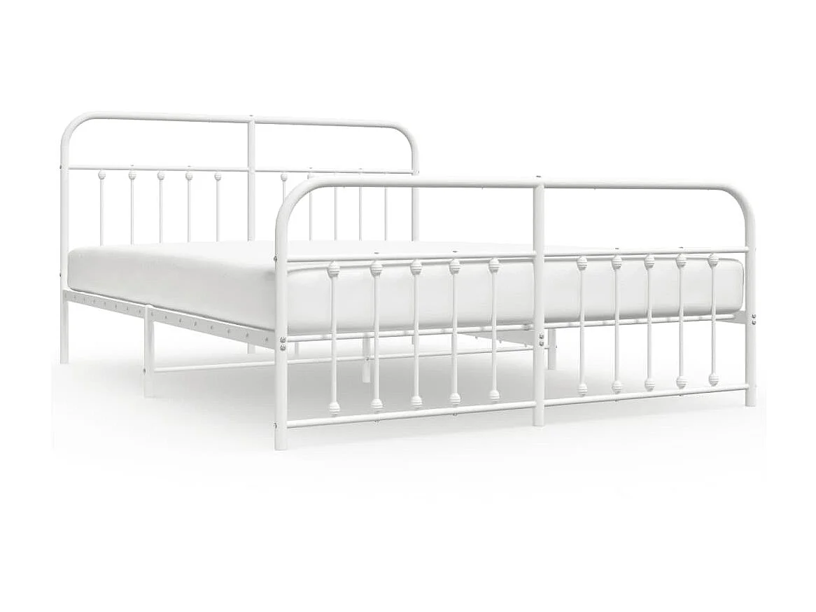 Cama com cabeceira e pés 183x213 cm metal branco PT197255