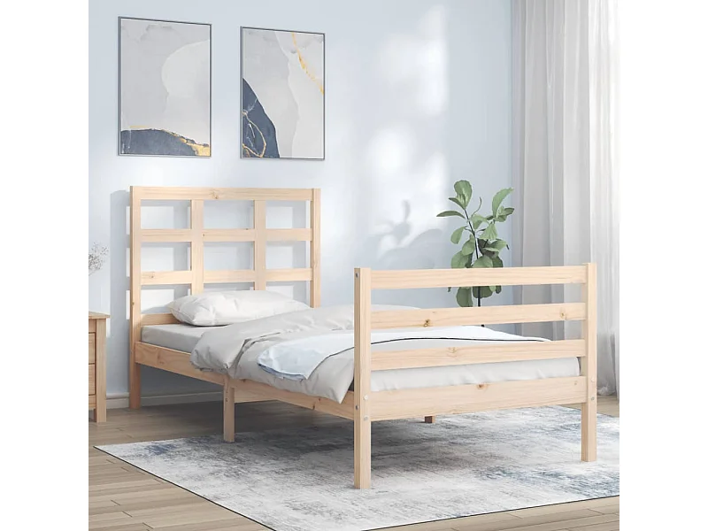 Cama de solteiro c/ cabeceira madeira maciça PT850556