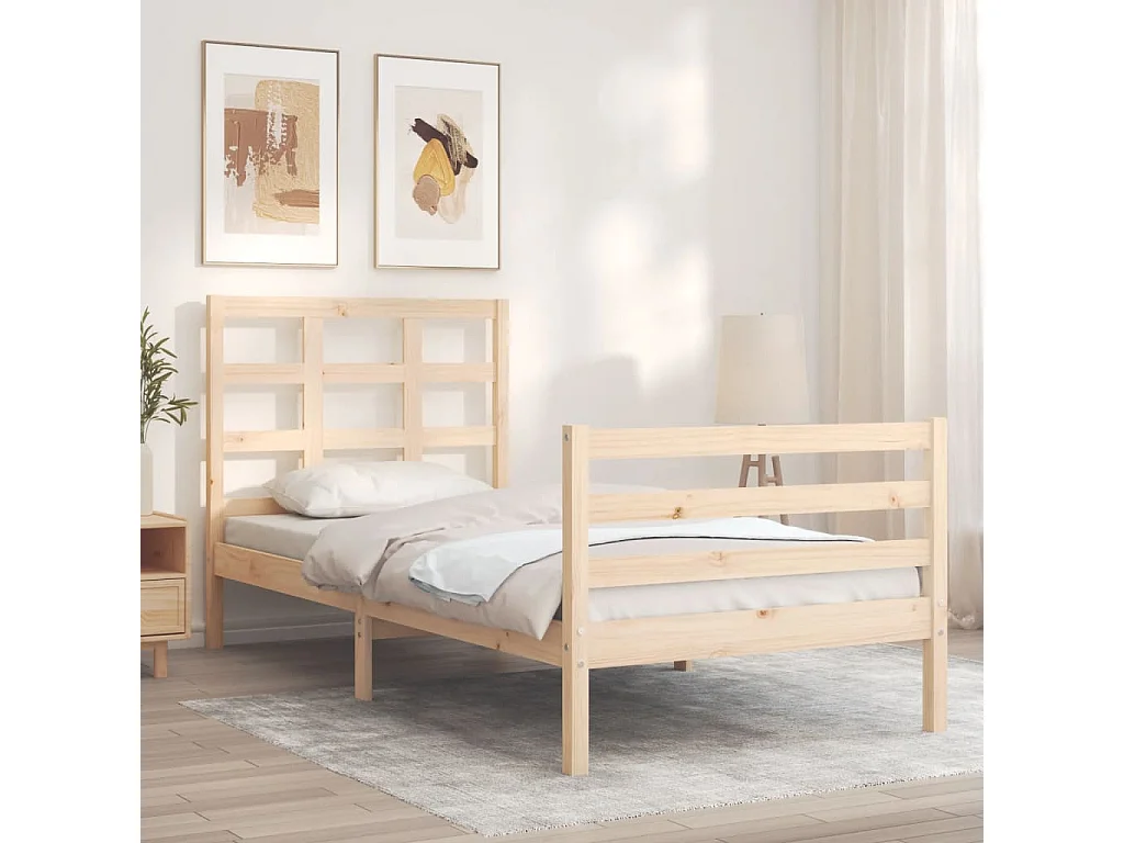 Bedframe met hoofdbord massief hout NL23705