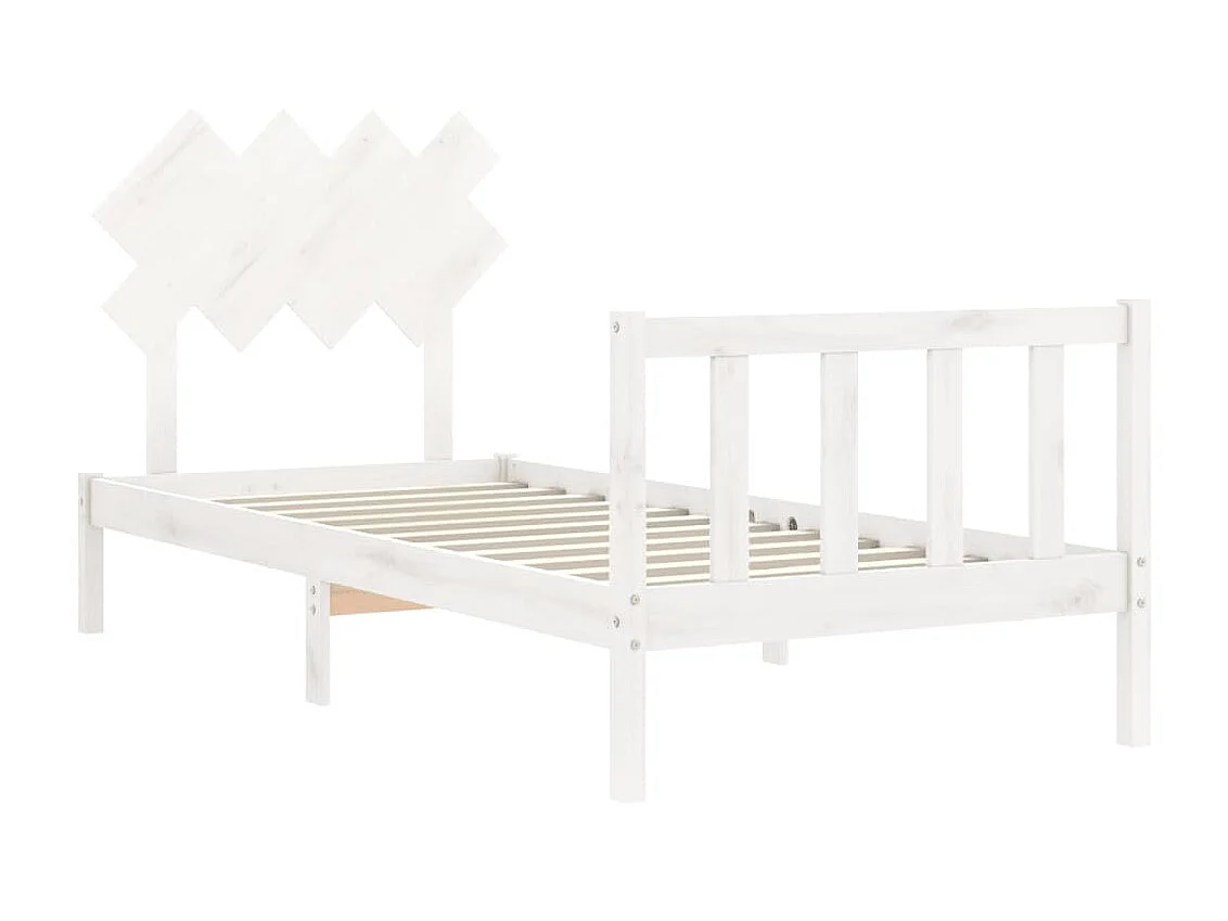 Lit-90x190 cm avec tête de lit blanc simple bois massif EGGB25766