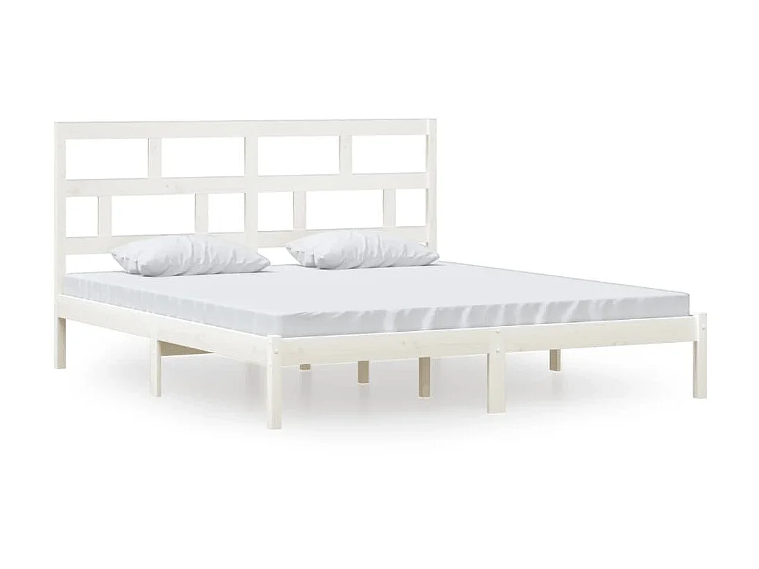 Lit-180x200 cm Blanc Bois massif Super King EGGB59197