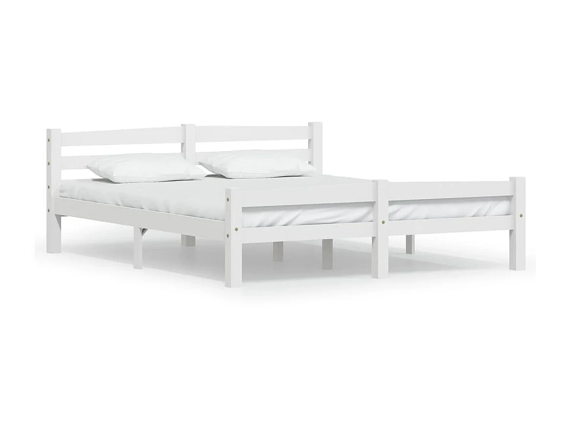 Lit-160x200 cm Blanc Bois de pin massif EGGB21692