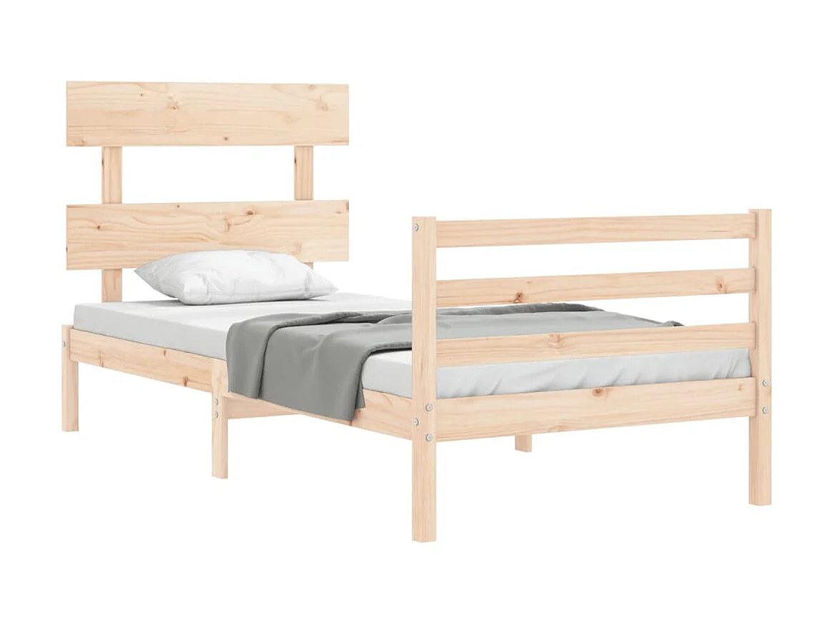Lit-90x190 cm avec tête de lit simple bois massif EGGB65096