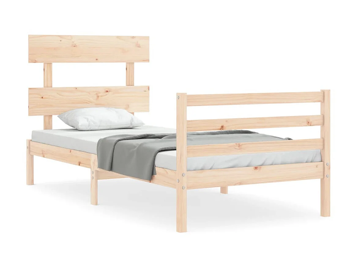 Lit-90x190 cm avec tête de lit simple bois massif EGGB65096