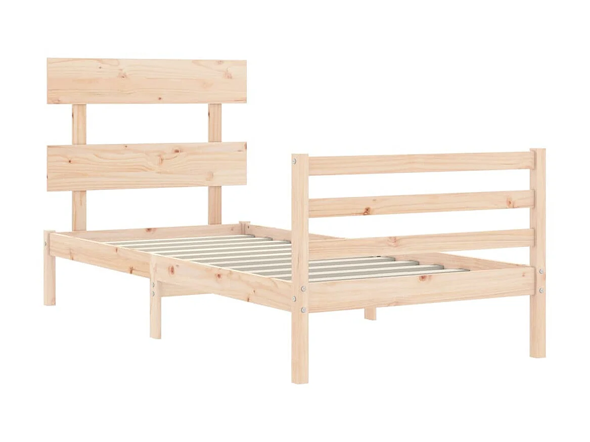 Lit-90x190 cm avec tête de lit simple bois massif EGGB65096