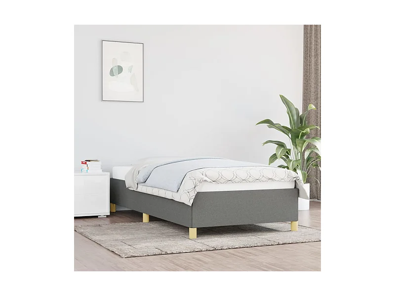 Cama 90x190 cm tecido cinzento-escuro PT311673