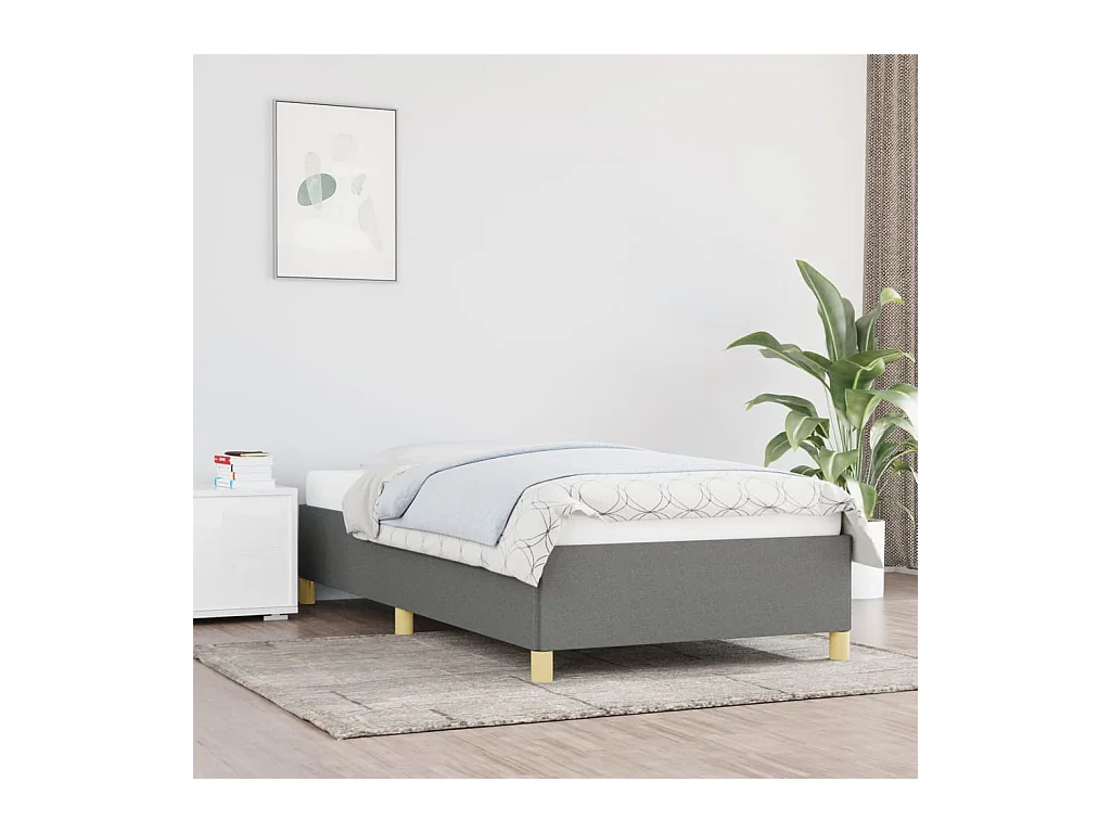 Lit-90x190 cm Gris foncé Tissu EGGB40195