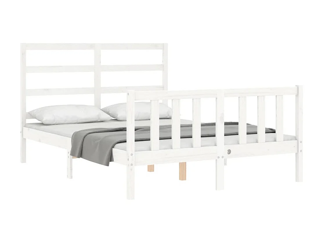 Lit-120x190 cm avec tête de lit blanc petit double bois massif EGGB67099