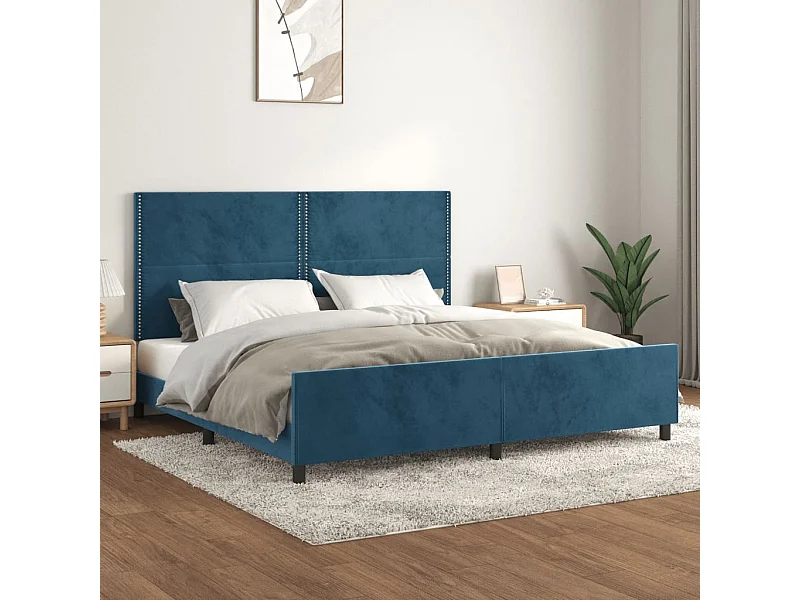 Cama 200x200 cm con cabecero terciopelo azul oscuro ES44005
