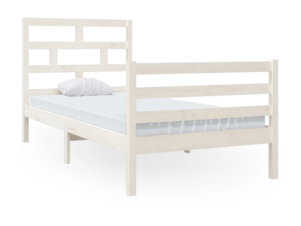 Cama 90x200 cm madeira de pinho maciça branco PT341016