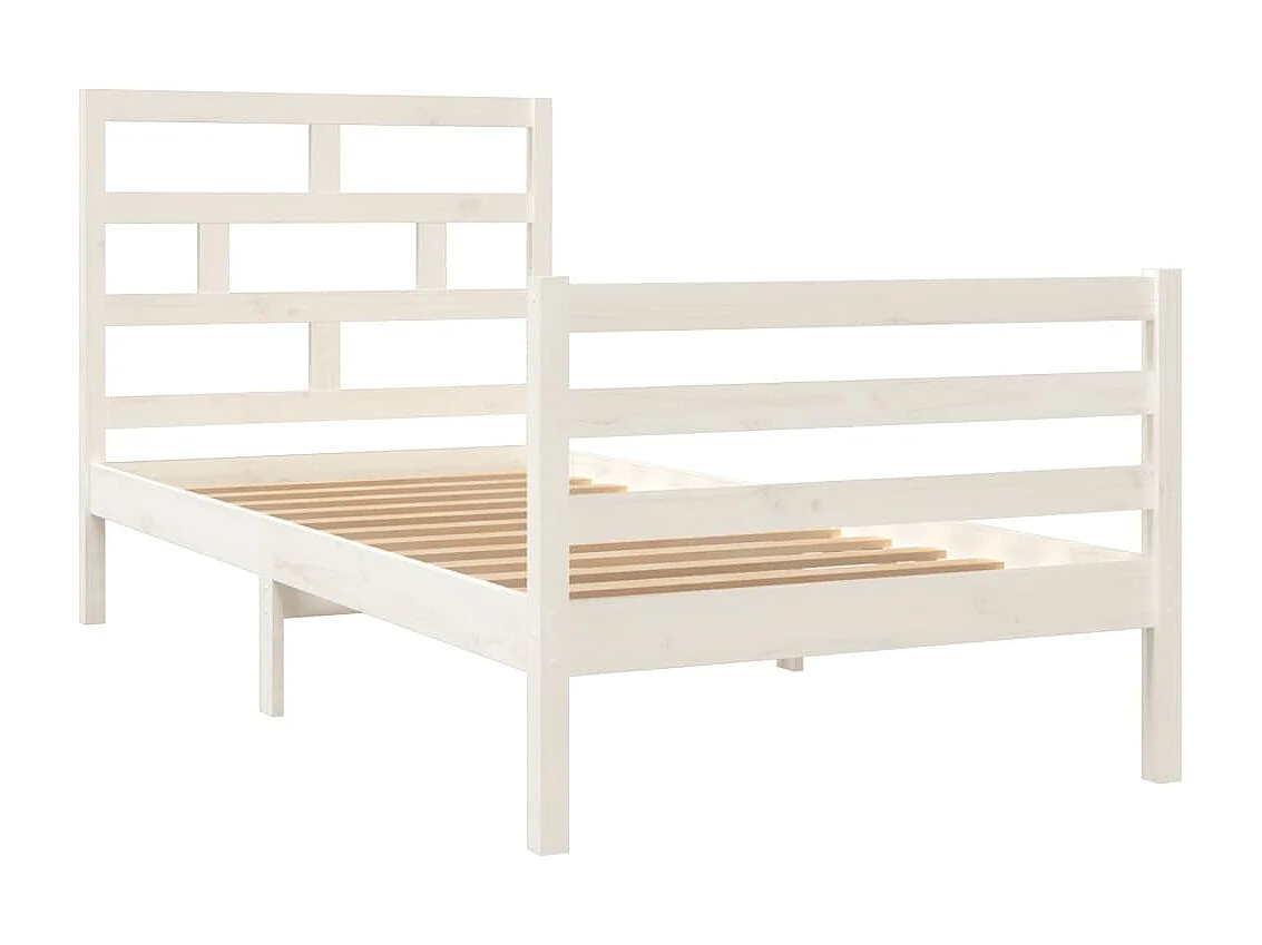 Cama 90x200 cm madeira de pinho maciça branco PT341016