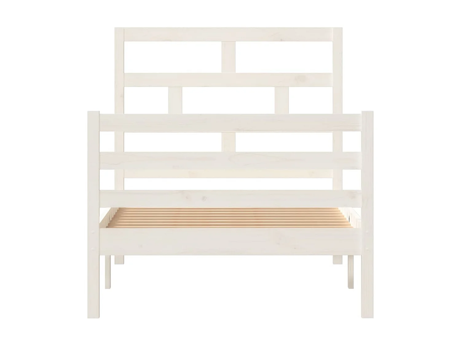 Cama 90x200 cm madeira de pinho maciça branco PT341016