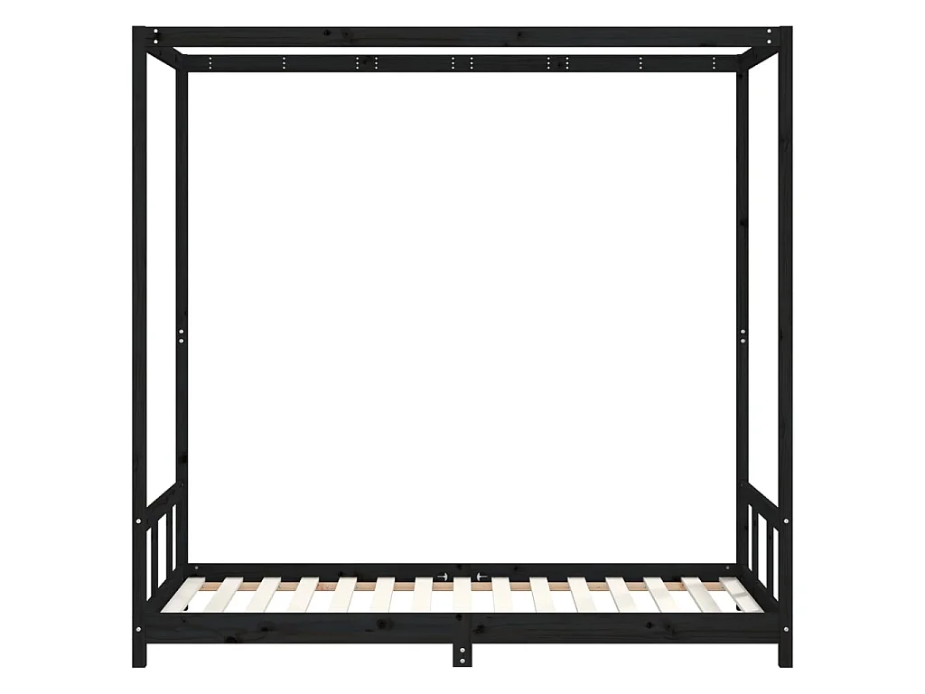 Lit-90x190 cm pour enfants noir bois de pin massif EGGB90916