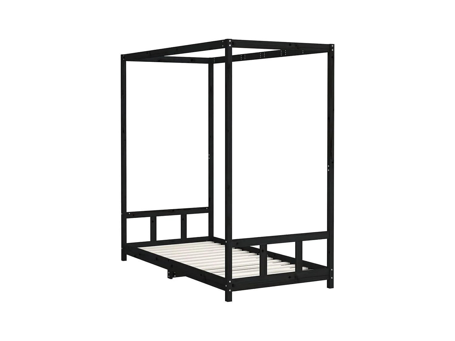 Cama infantil 90x190 cm pinho maciço preto PT606889