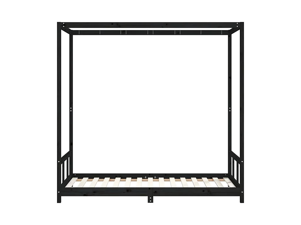 Cama infantil 90x190 cm pinho maciço preto PT606889