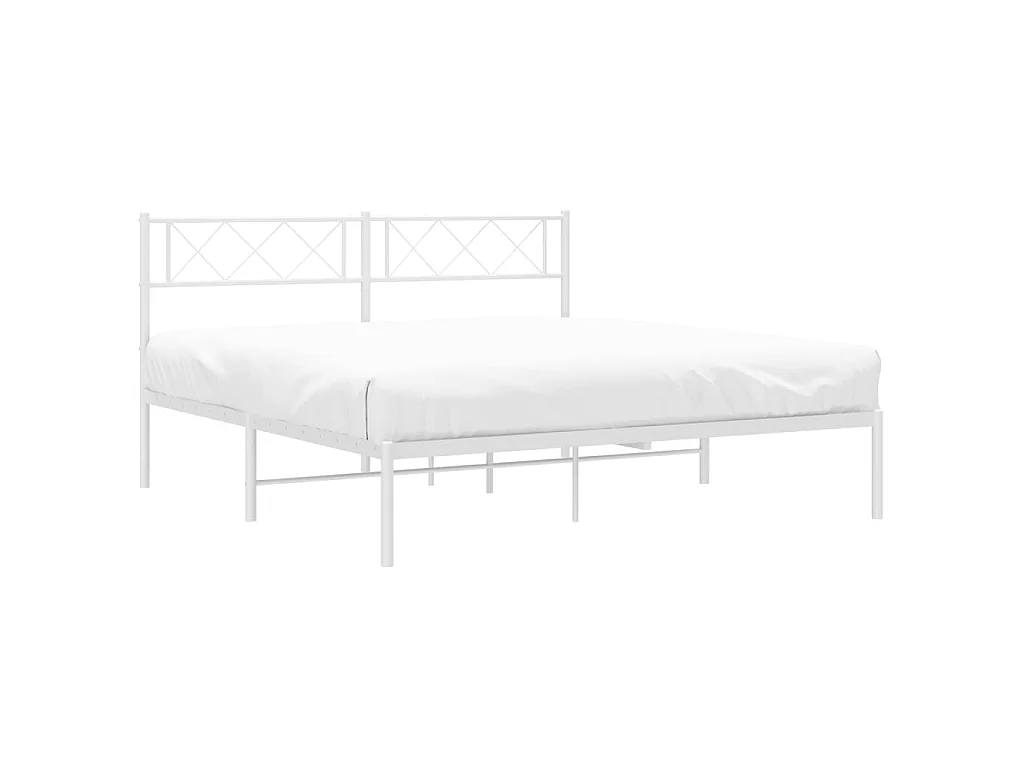 Cama com cabeceira 140x200 cm metal branco PT737420
