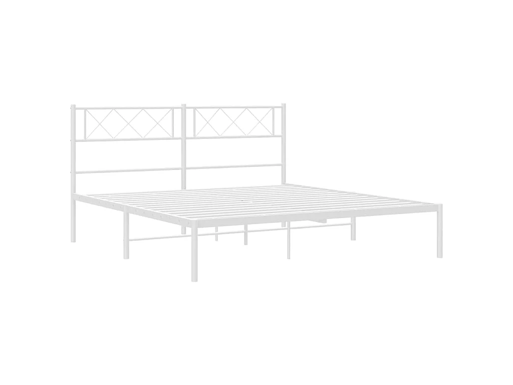 Cama com cabeceira 140x200 cm metal branco PT737420