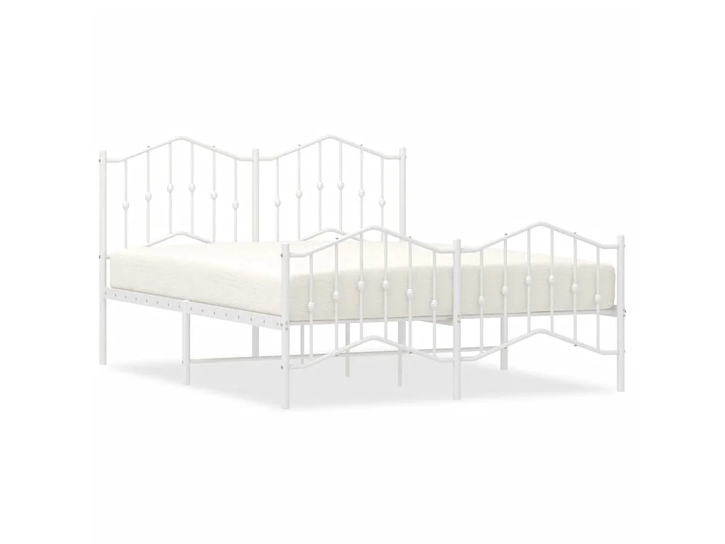 Lit-135x190 cm métal avec tête de lit/pied de lit blanc EGGB49646