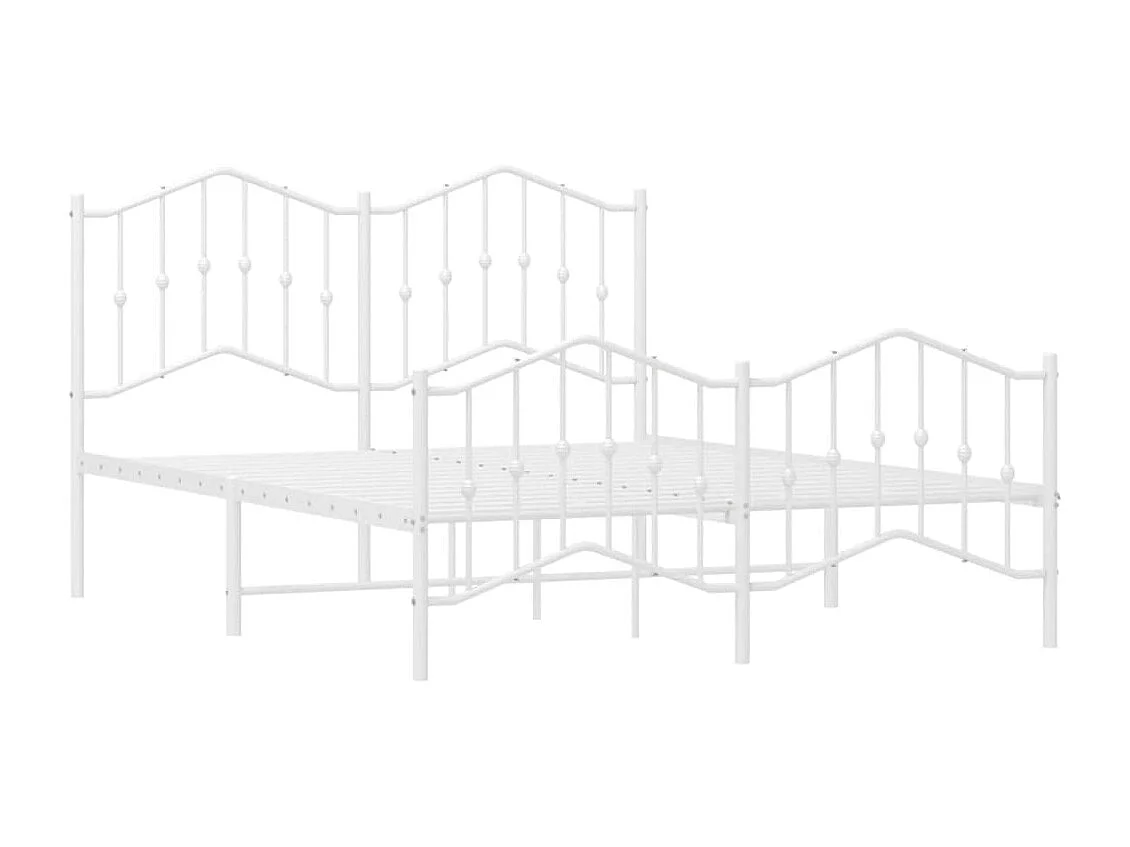 Lit-135x190 cm métal avec tête de lit/pied de lit blanc EGGB49646