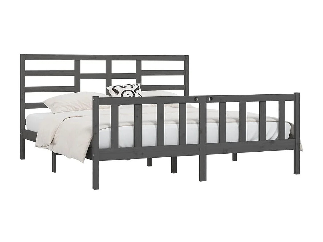 Bedframe massief grenenhout grijs 200x200 cm NL83630