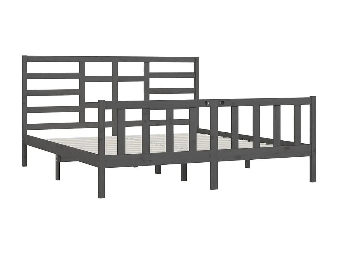 Bedframe massief grenenhout grijs 200x200 cm NL83630