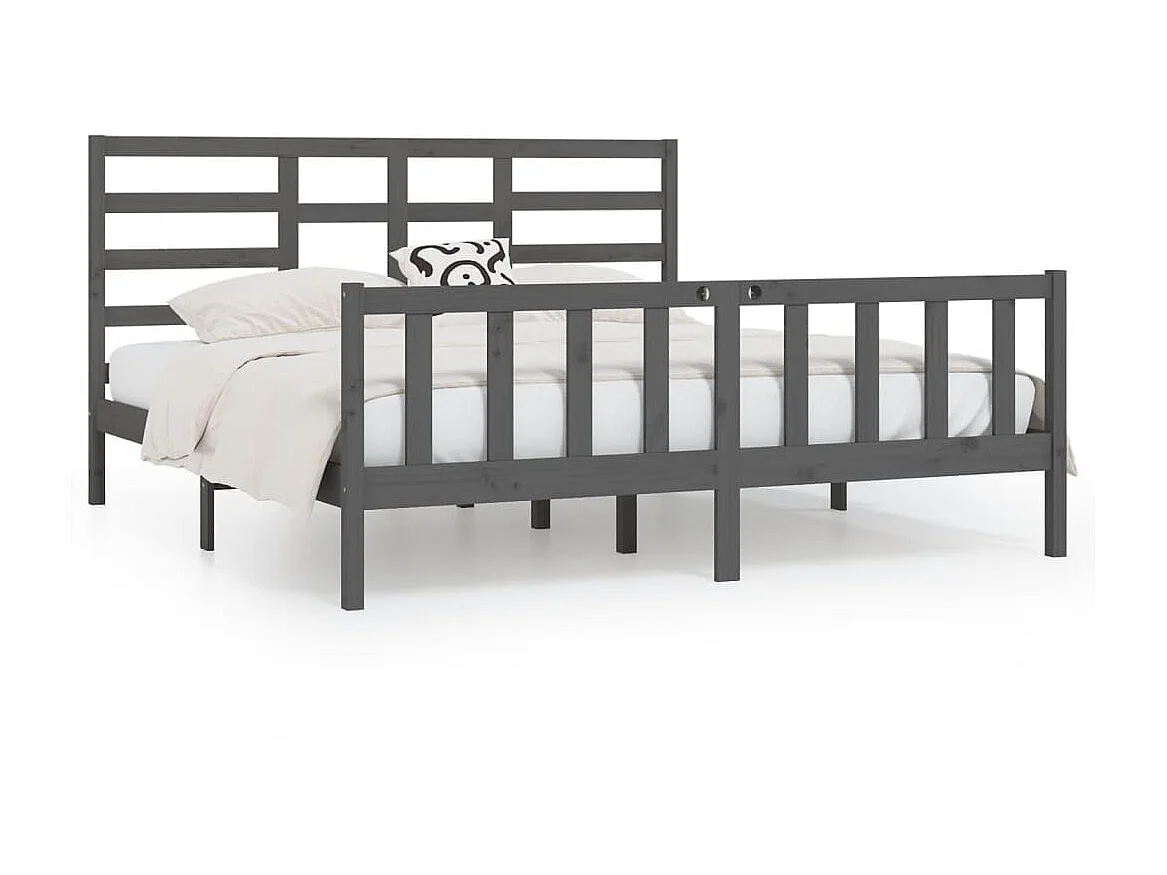 Bedframe massief grenenhout grijs 200x200 cm NL83630